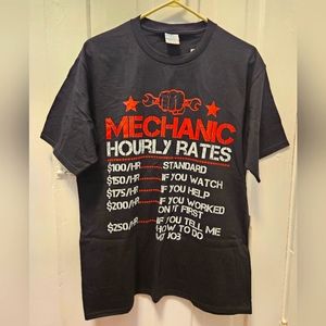 NEW Port & Company Mechanic Hourly Rates Men's Black T-shirt Size Large NWT
